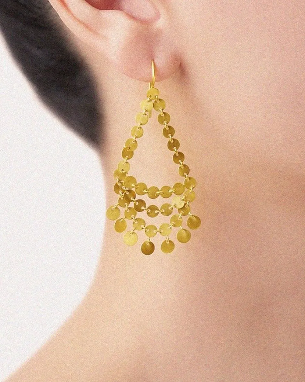 20k Yellow Gold Extra Large Dancing Sequins Earrings