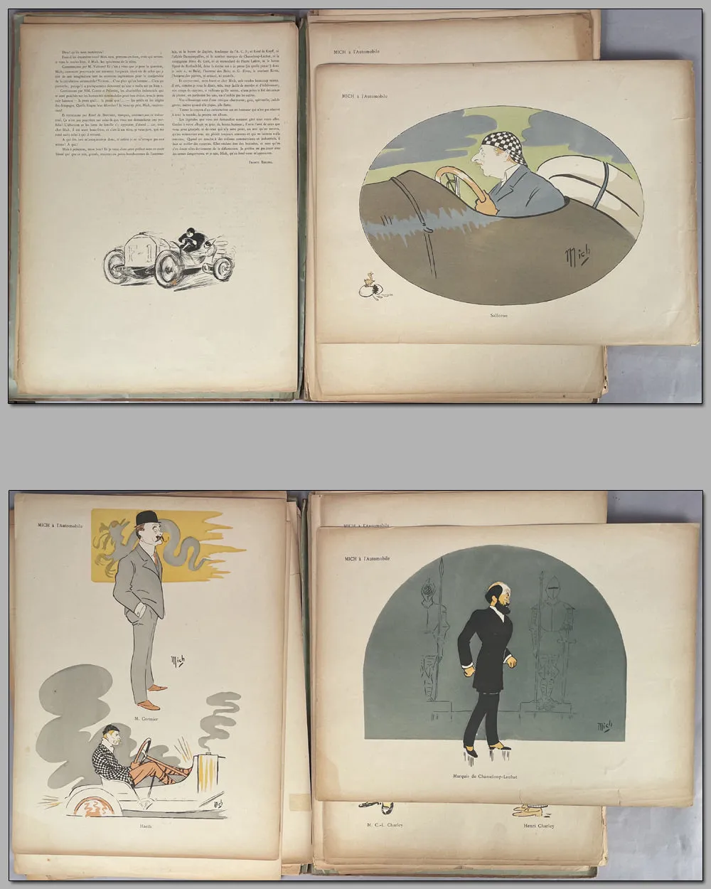 A l'Automobile portfolio of lithographs, 1907 by Mich (Michel Liedaux)