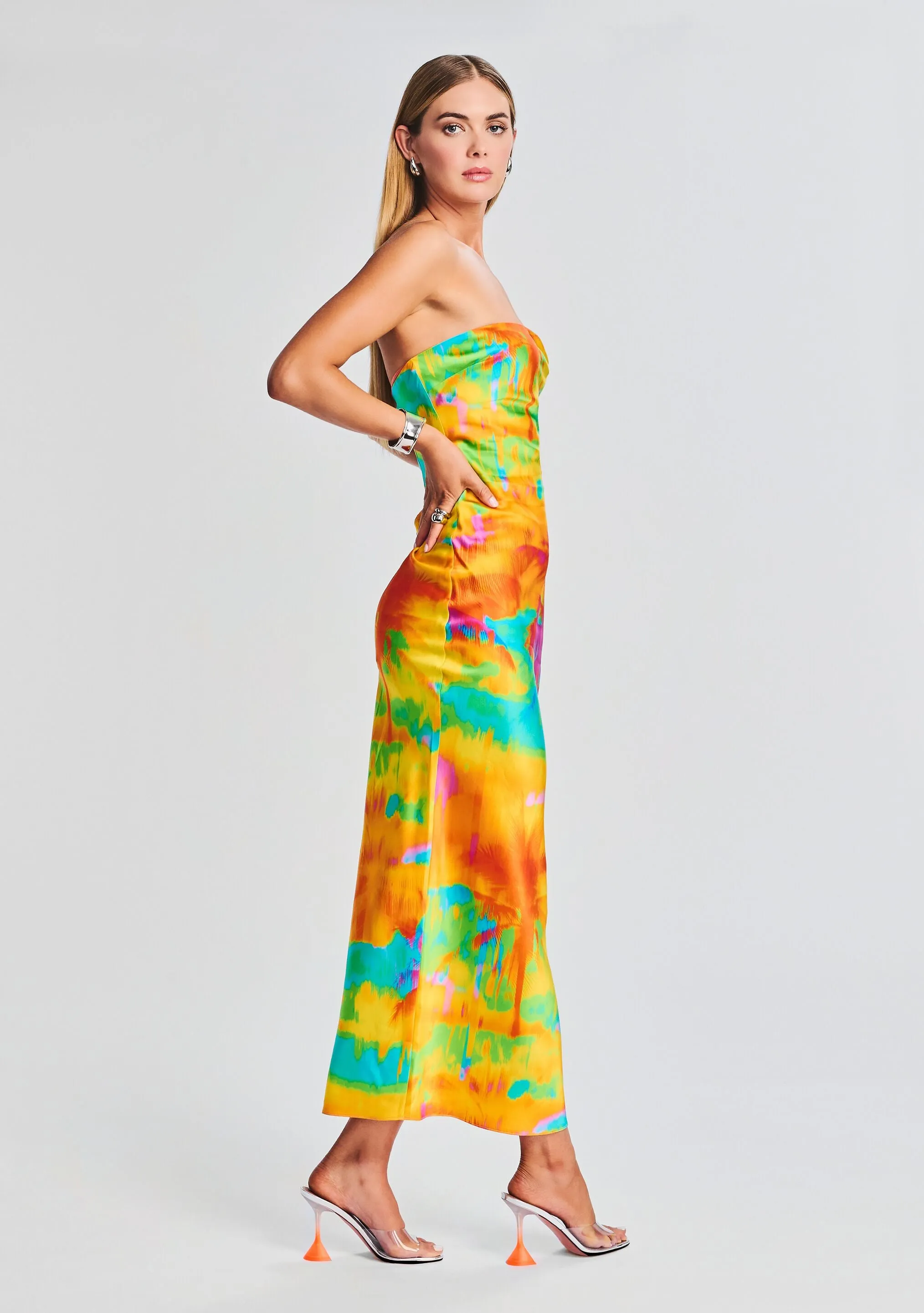 Cerith Silk Strapless Midi Dress