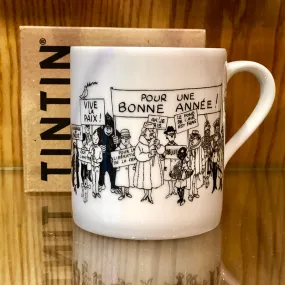 Moulinsart Tintin Mug: “Happy New Year” “Bonne Annee” Carte de Voeux 2024