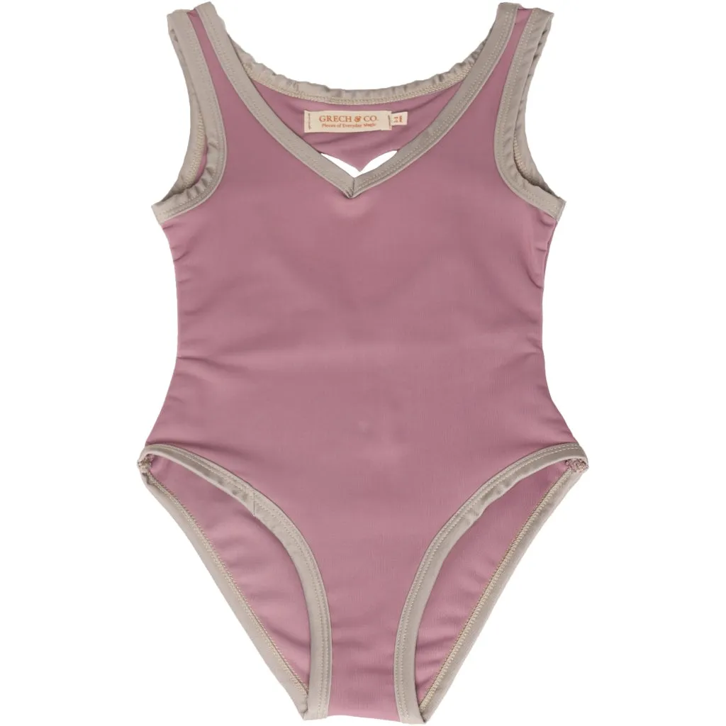 Open Heart One Piece | UPF 50  Swimsuit Recycled - Mauve Rose