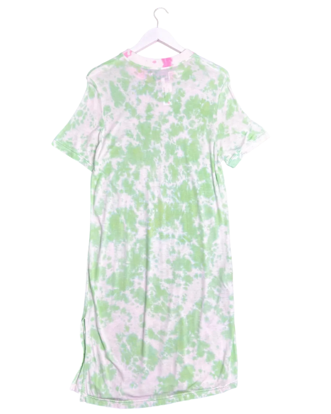 Size L - Suku Green, White and Pink Tie Dye Midi Dress