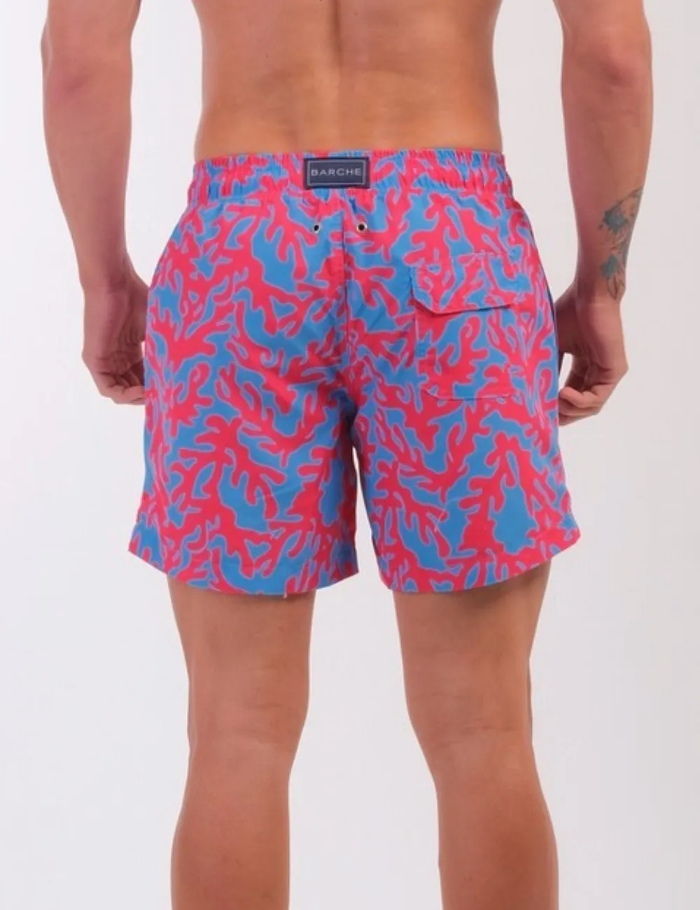 Swim Short Estampado Corais Rosa e Azul