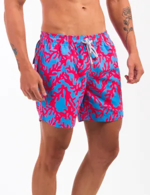 Swim Short Estampado Corais Rosa e Azul