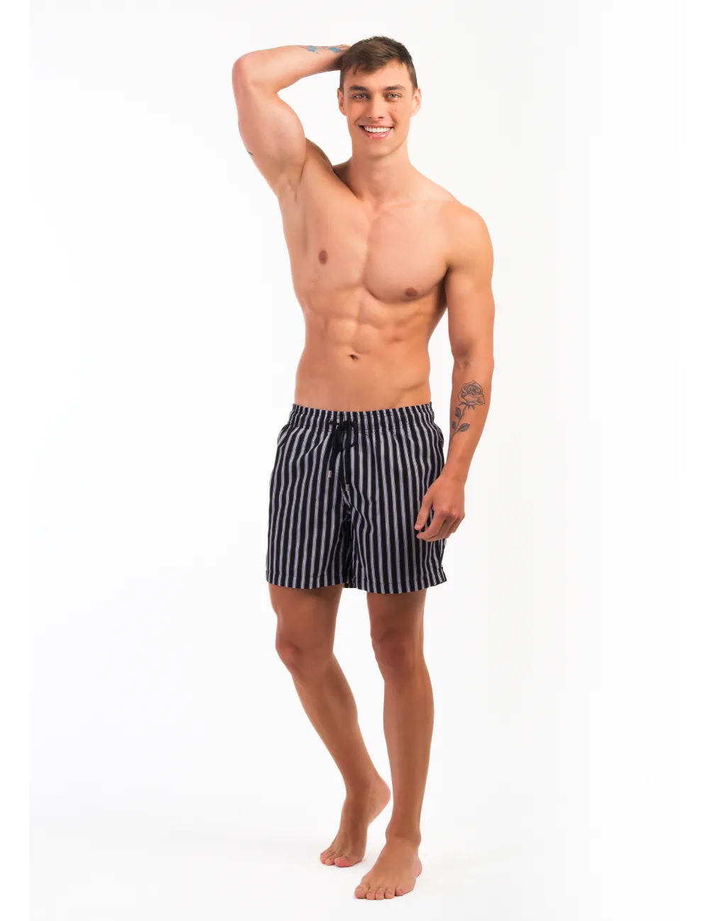 Swim Short Estampado Listras Pretas