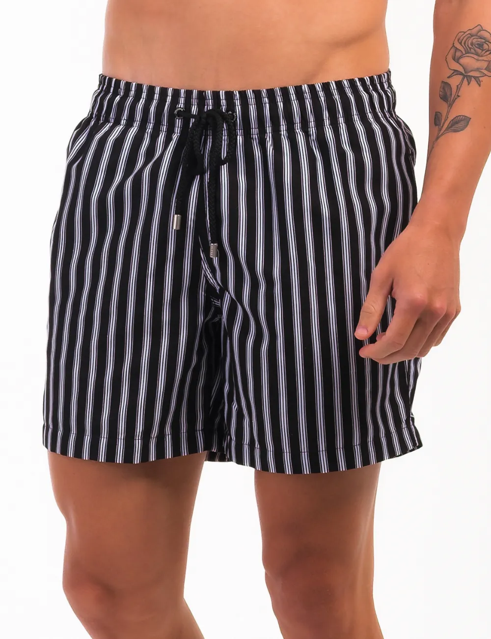 Swim Short Estampado Listras Pretas