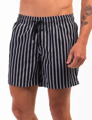 Swim Short Estampado Listras Pretas